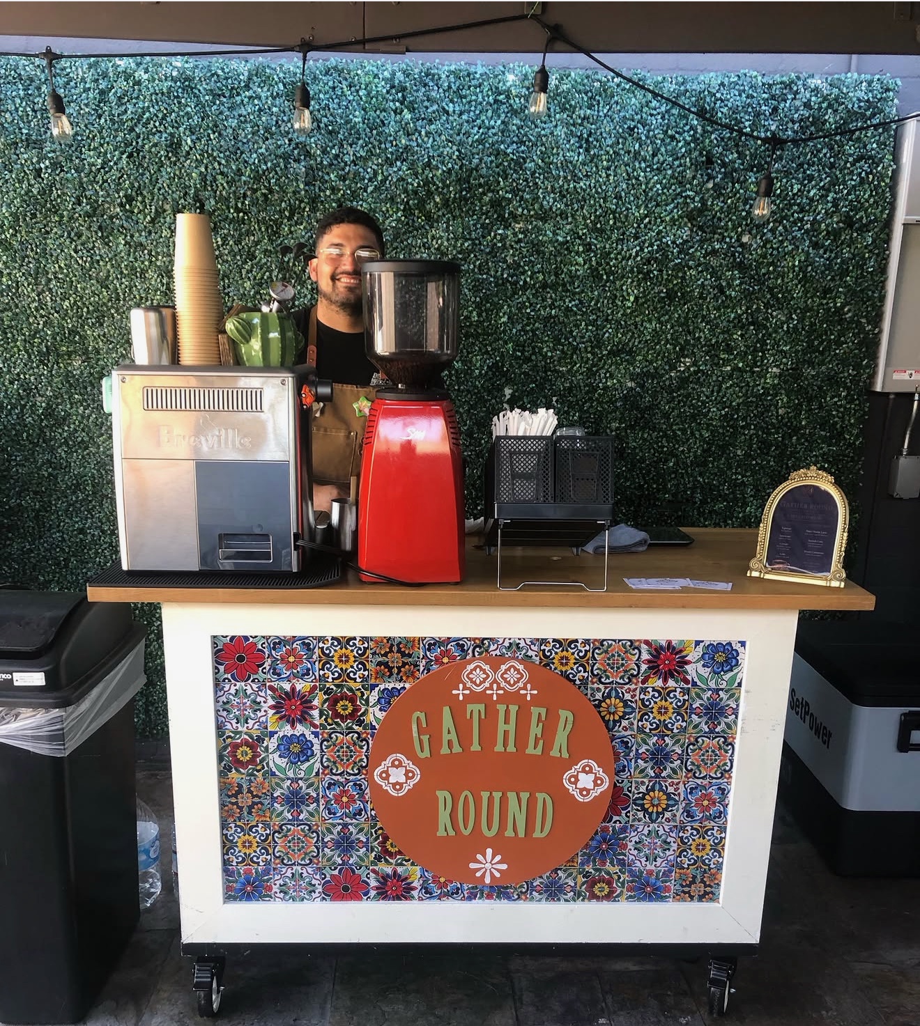 Gather Round Coffee cart ready to serve at an event
